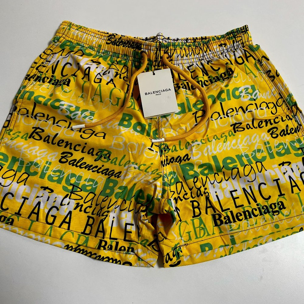 BALENCIAGA MEN YELLOW swim trunks